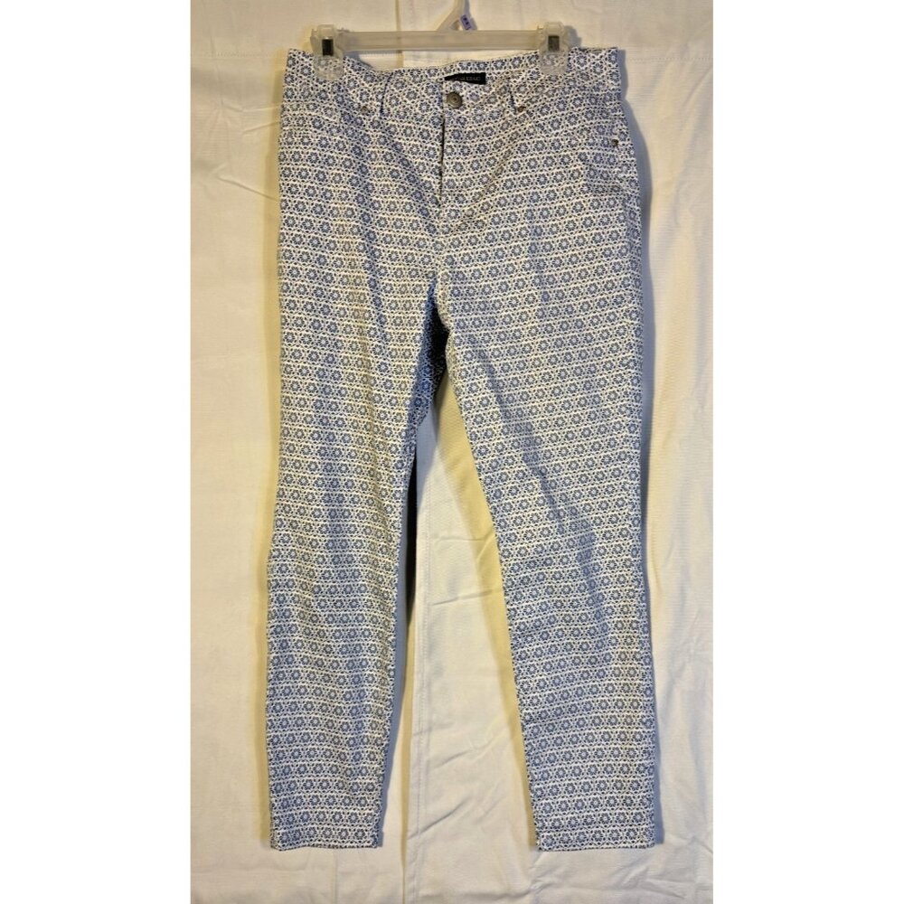 Pattern Pants Women’s 12 Large Boho Hippie Cottagcore Indie Blue White Floral